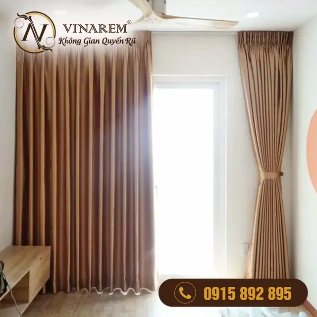 Rèm vải một lớp màu sáng dành cho phòng ngủ BTN28