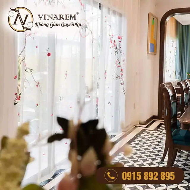 Rèm thêu cao cấp dành cho phòng ăn BTA02