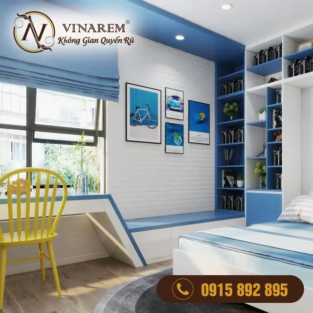 Rèm roman màu xanh dương dành cho phòng ngủ CCN40