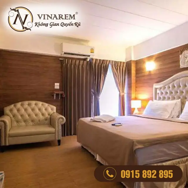 Rèm vải hai lớp dành cho phòng ngủ khách sạn KS04