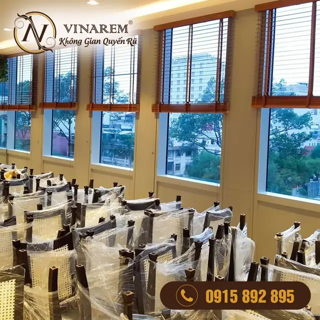 Rèm sáo gỗ cho cửa sổ nhà hàng NH15
