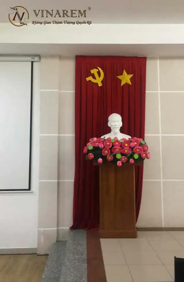 Rèm hội trường vải nhung màu đỏ