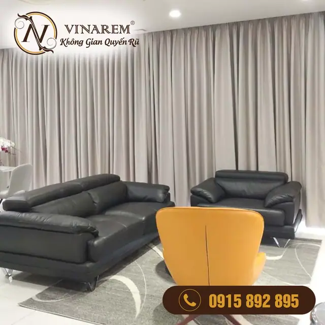 Rèm vải hai lớp gắn động cơ tự động cho phòng khách CCK02