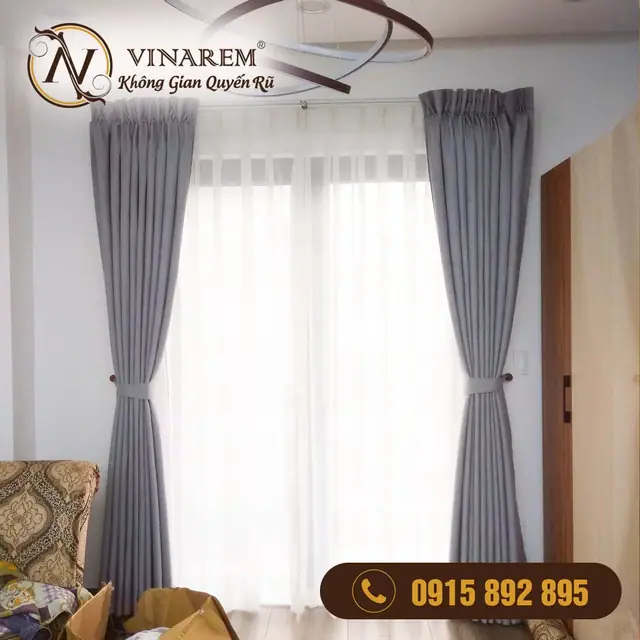 Rèm vải Polyester chống nắng cản nhiệt dành cho phòng ngủ BTN30
