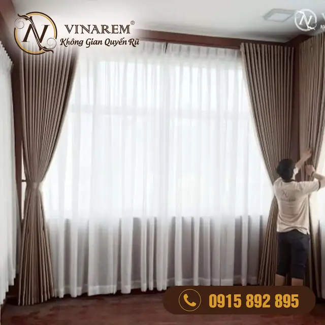 Rèm vải hai lớp phòng ngủ chống nắng cản nhiệt BTN22