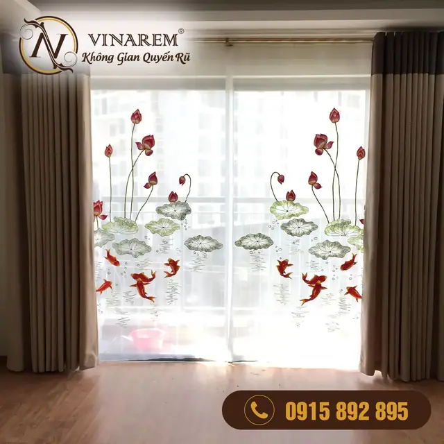 Rèm thêu cao cấp cho phòng ăn BTA01