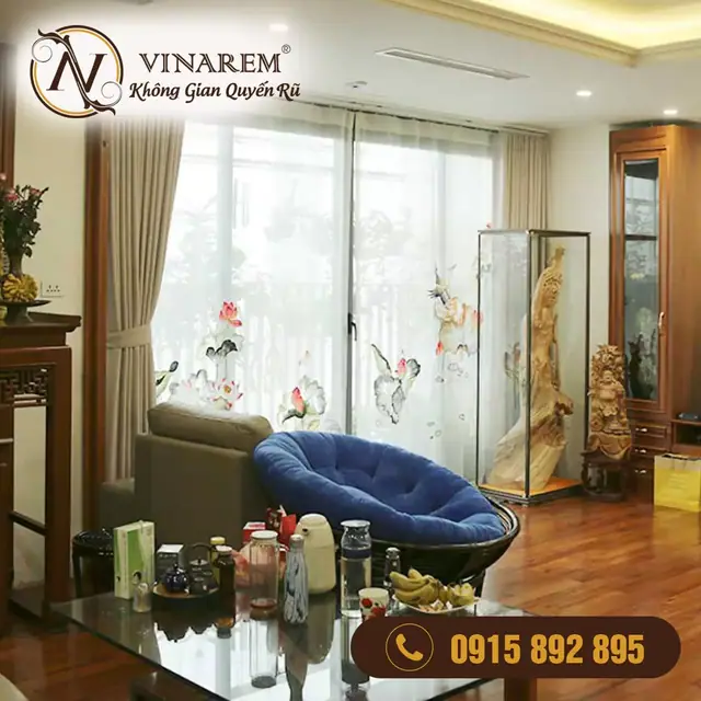 Rèm thêu cao cấp cho phòng khách CCK08