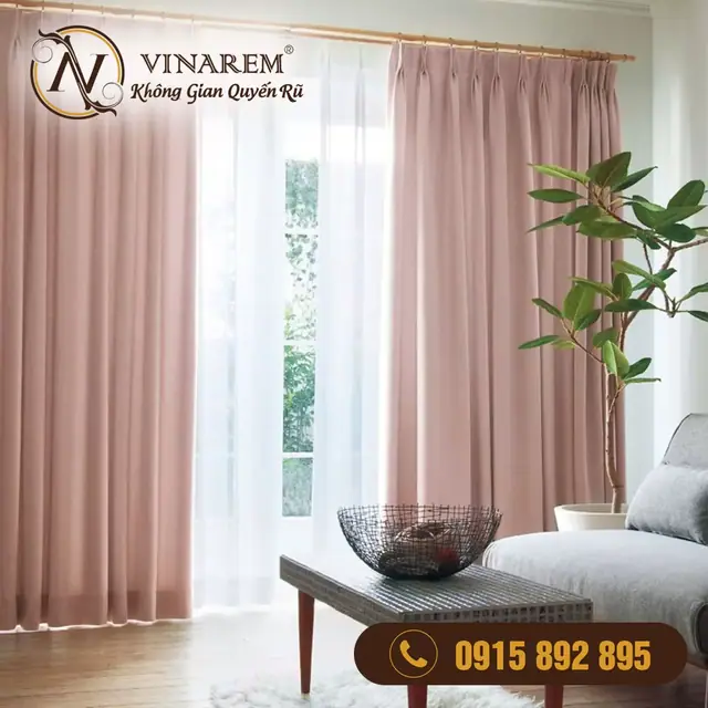 Rèm vải 2 lớp màu nâu đất dành cho phòng ngủ bé gái CCN33