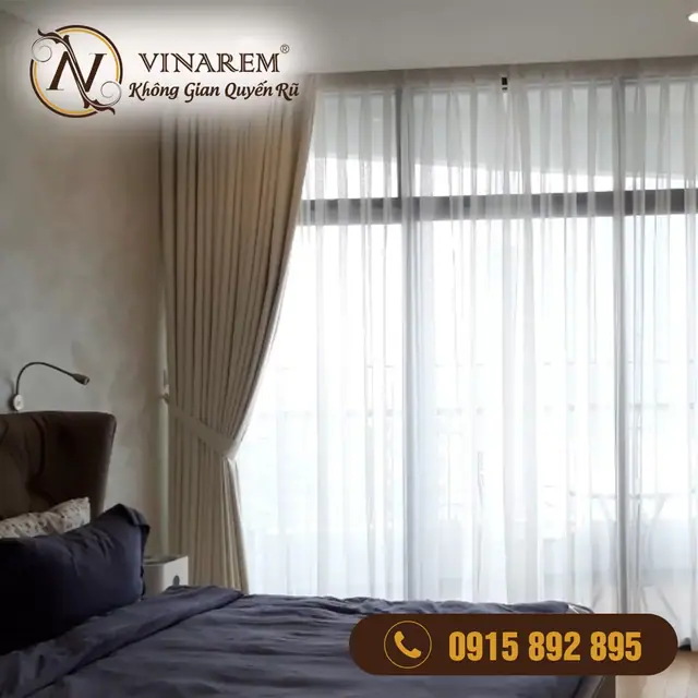 Rèm vải 2 lớp dành cho không gian phòng ngủ chung cư CCN49