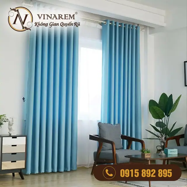Rèm vải cho phòng khách nhà phố BTK33