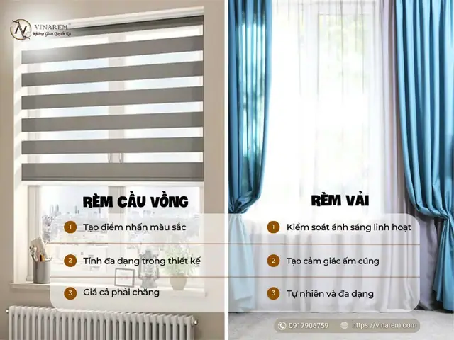 Rèm Cầu Vồng và Rèm Vải: Lựa Chọn Thông Minh Cho Nội Thất