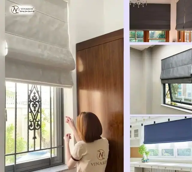 Rèm roman xếp lớp tạo nên không gian sống hiện đại