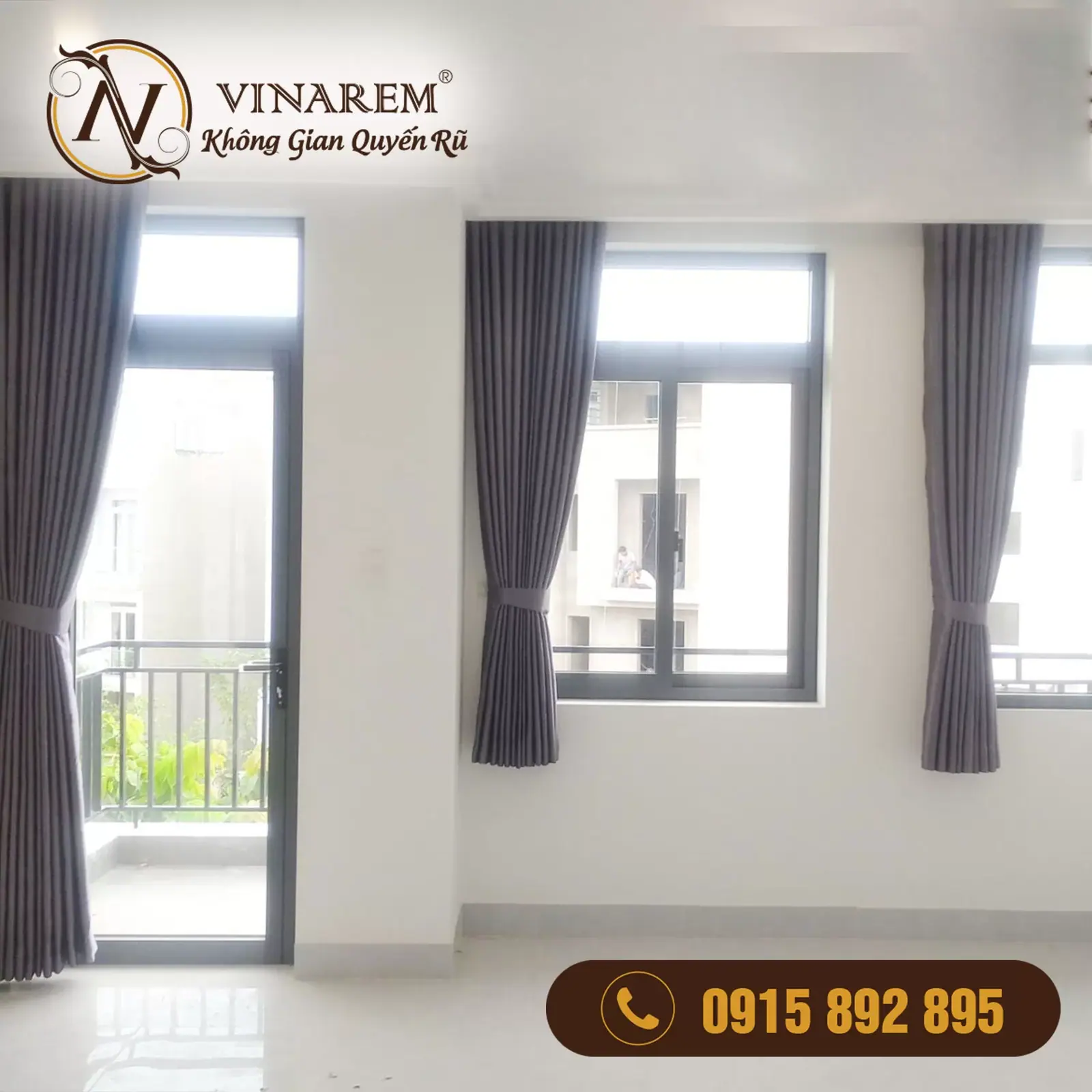 Rèm vải một lớp màu nâu đậm dành cho phòng ngủ CCN14