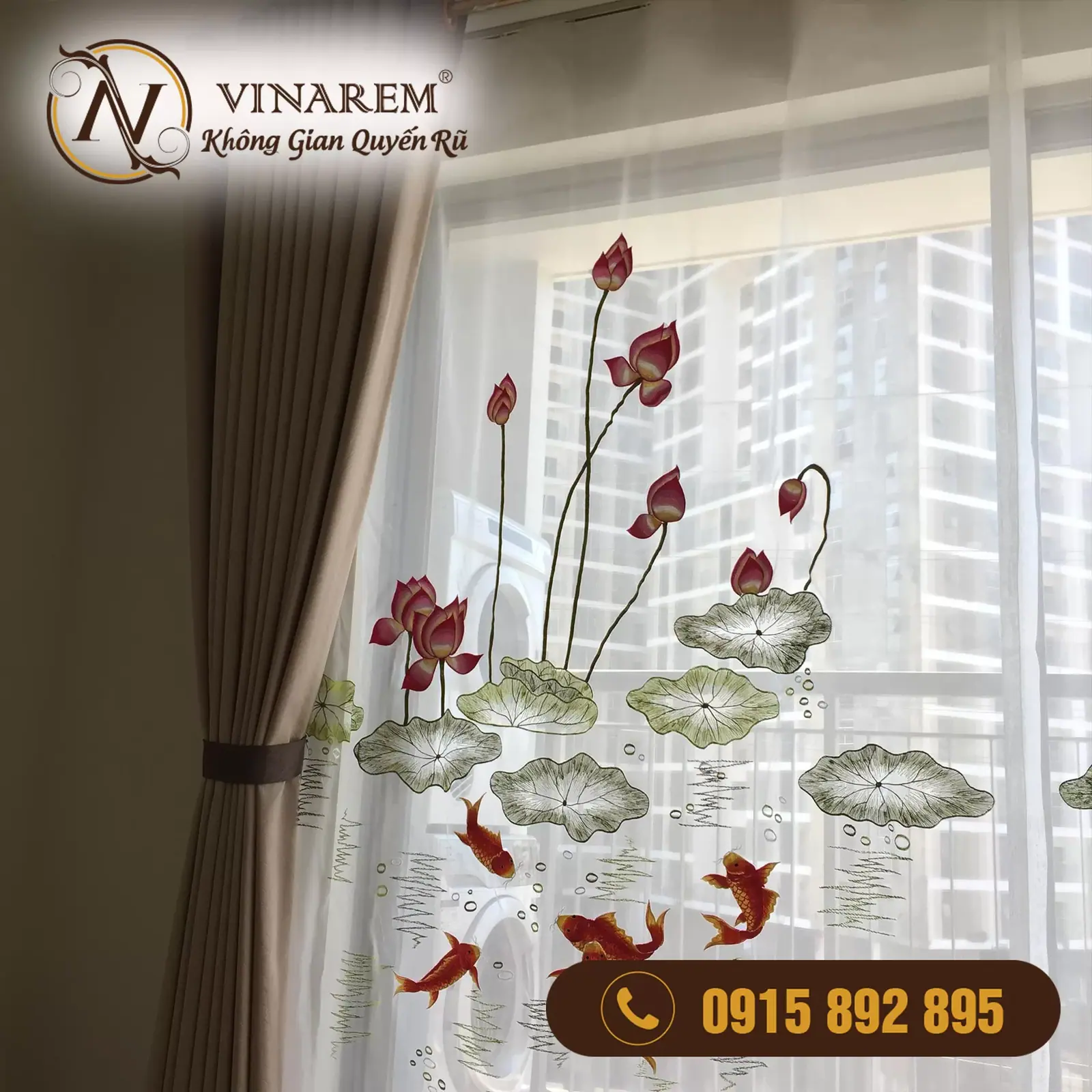 Rèm Thêu cao cấp cho phòng ngủ nhà phố BTN16