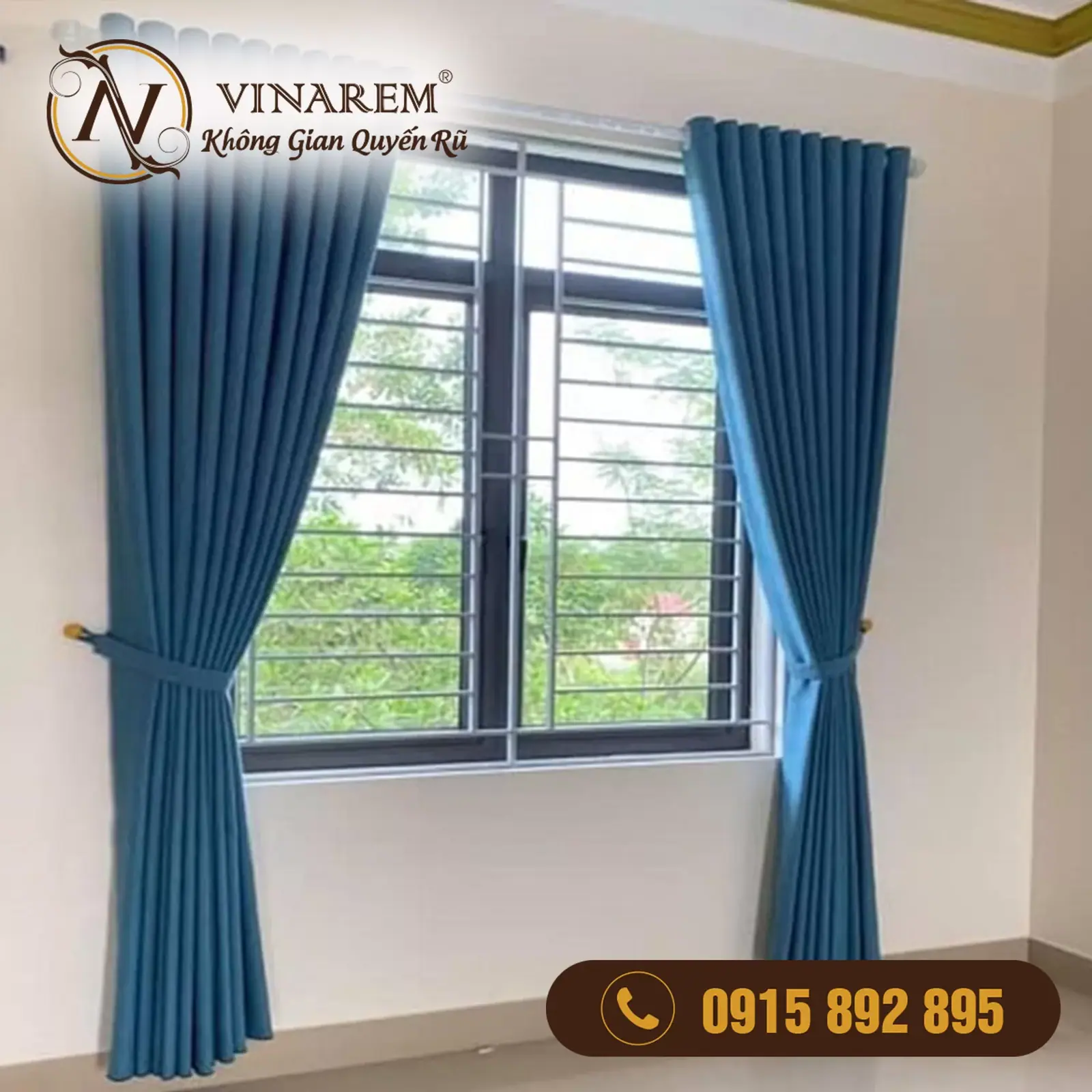 Rèm vải 1 lớp cho phòng khách nhà phố BTK17