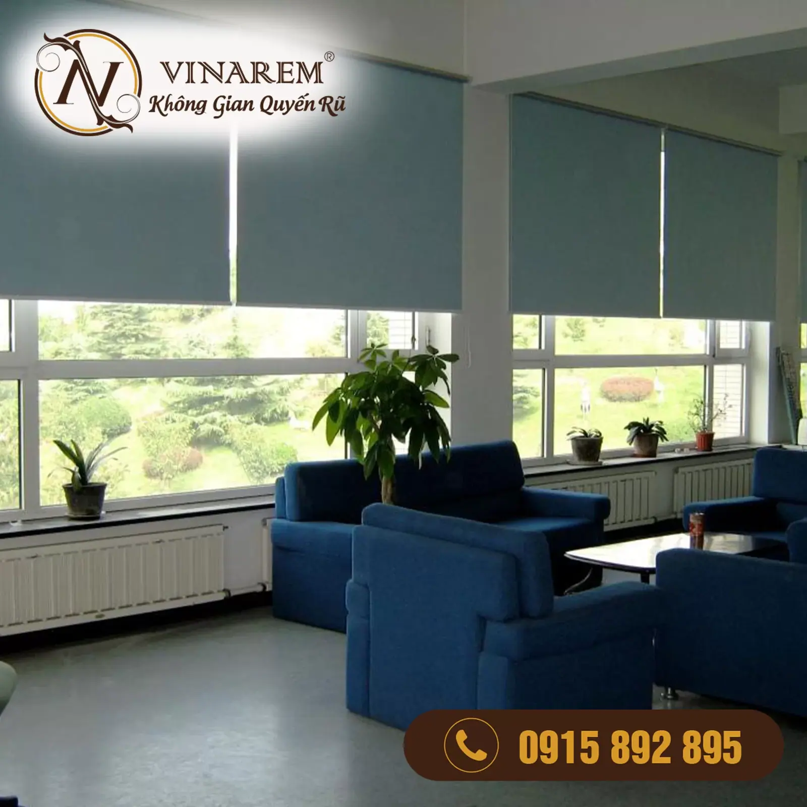Rèm cuốn cửa sổ – Phòng khách không gian nhà phố BTK35