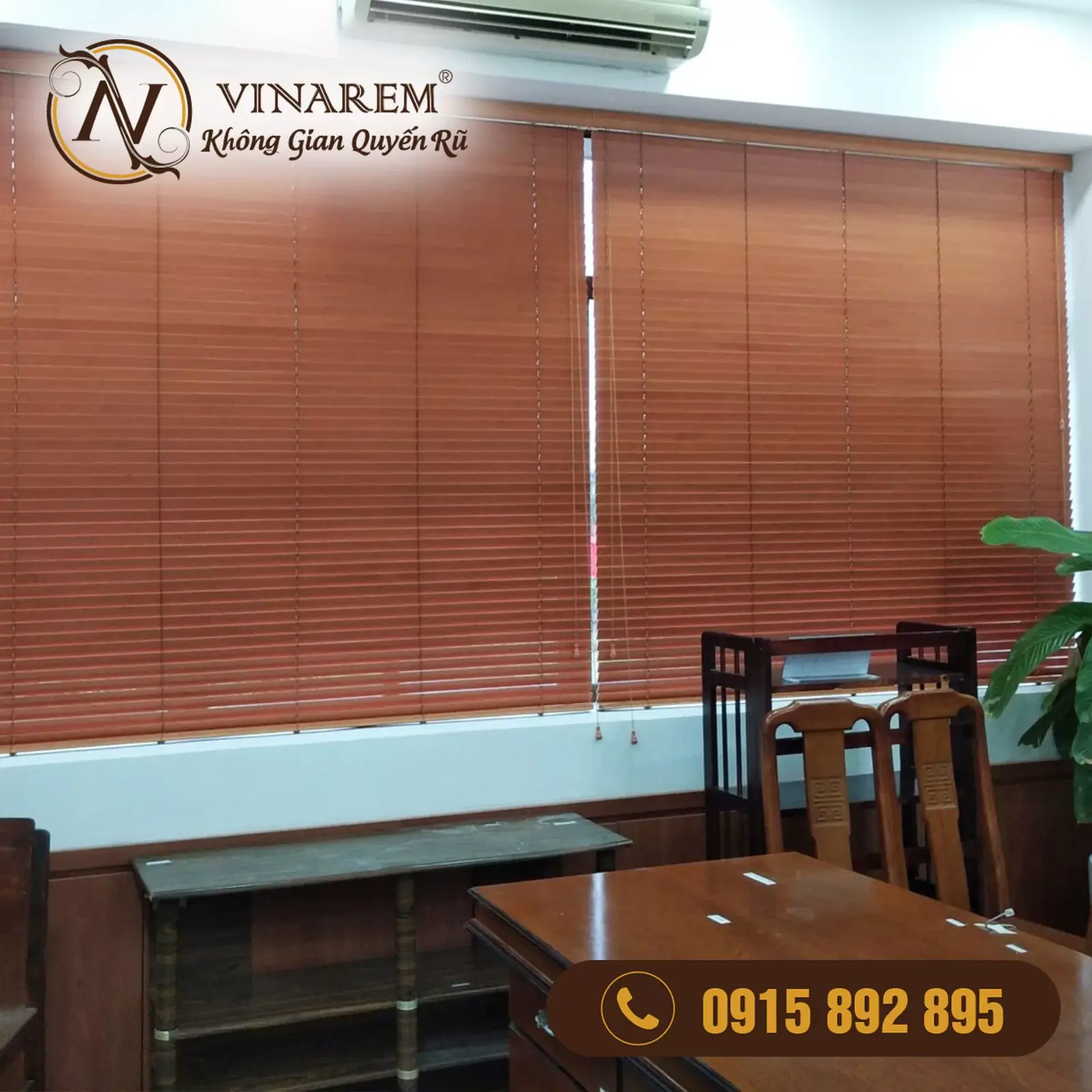 Rèm sáo gỗ cửa sổ văn phòng VP23