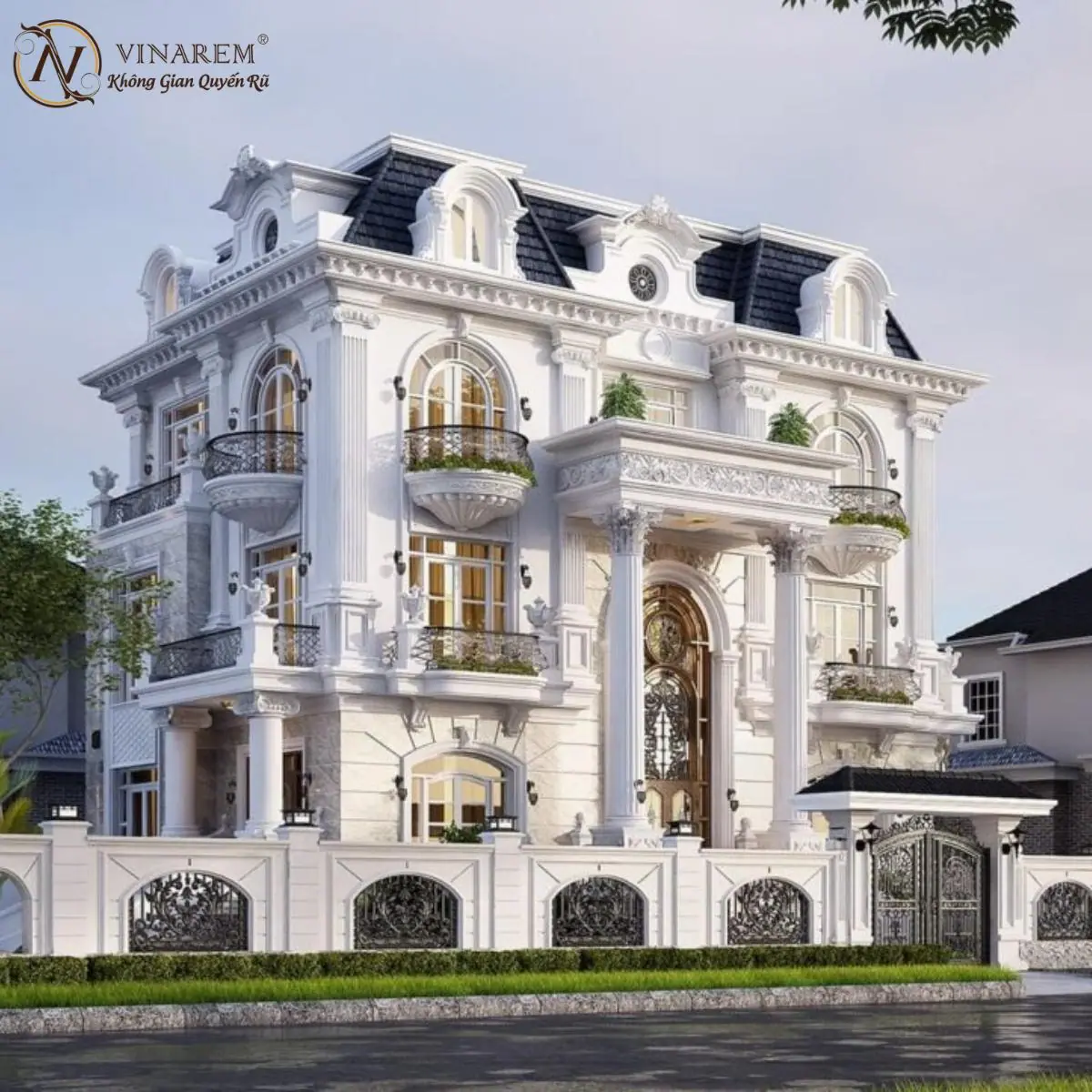 Rèm cổ điển sang trọng cho không gian phòng khách biệt thự BTK15