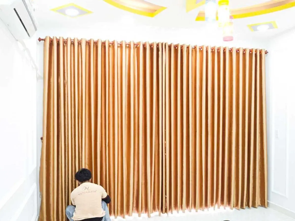 Rèm cửa 1 lớp màu vàng