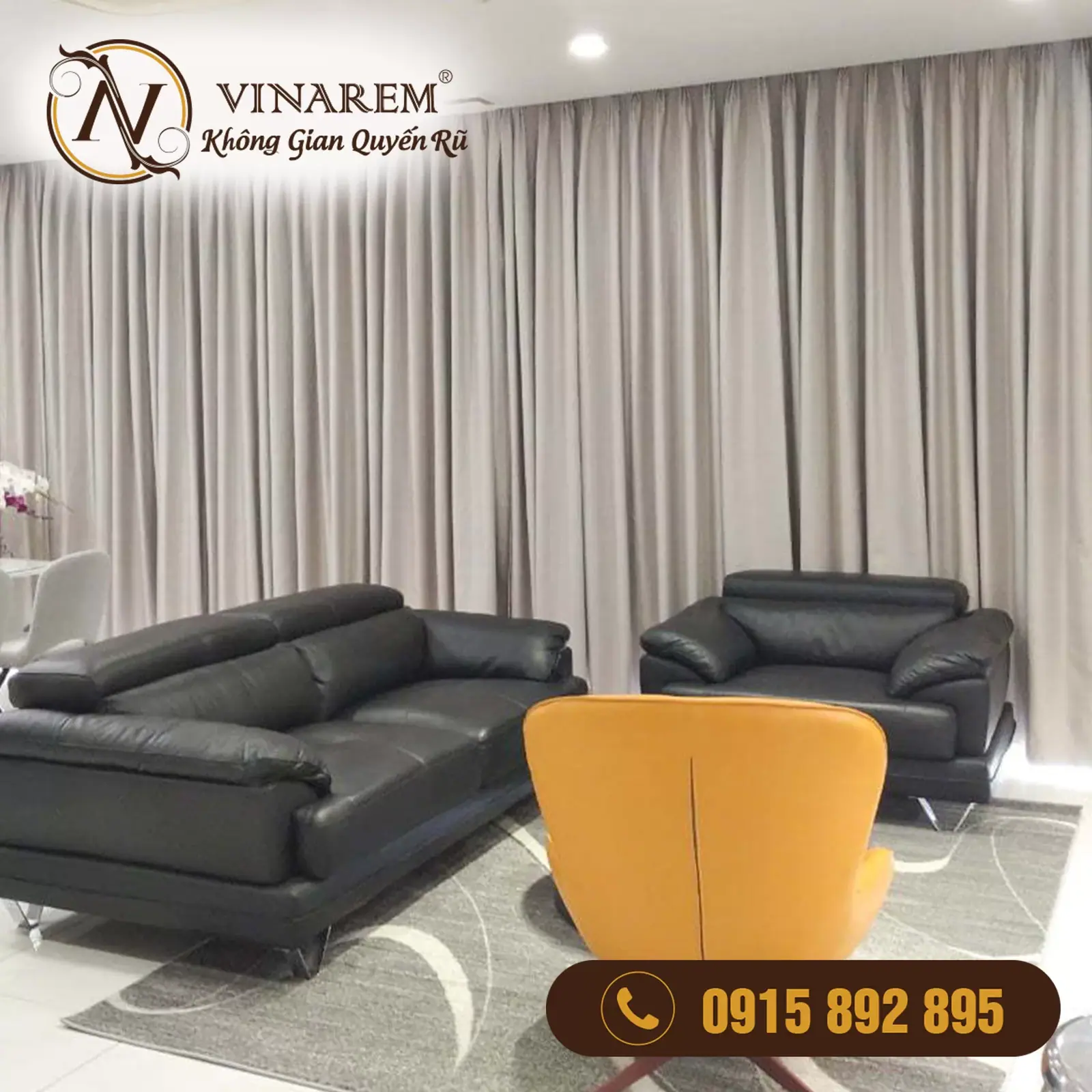 Rèm vải hai lớp gắn động cơ tự động cho phòng khách CCK02