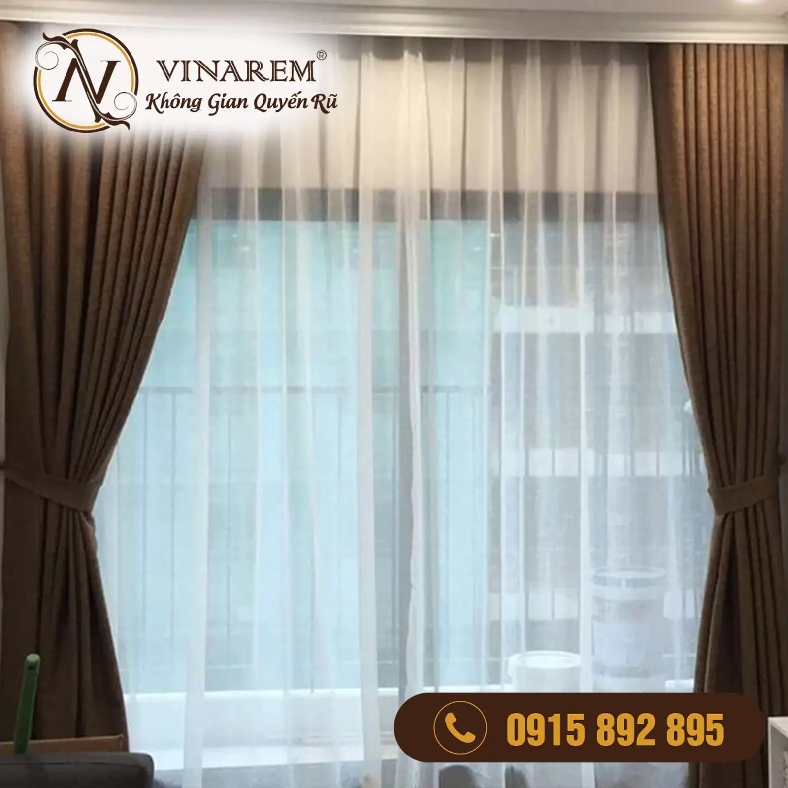 Rèm vải gấm 2 lớp cho phòng ngủ BTN19