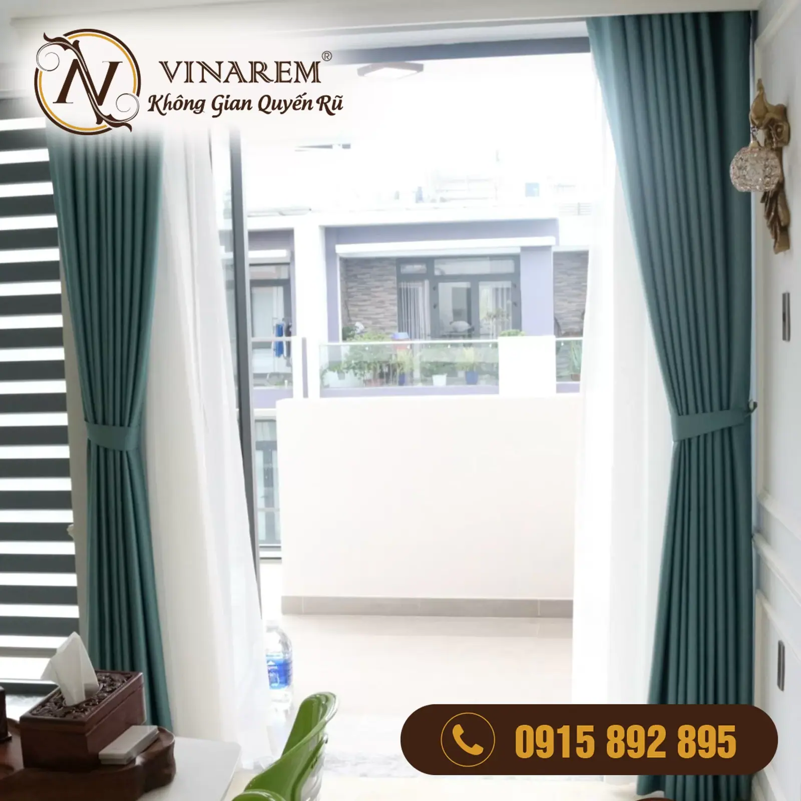 Rèm vải hai lớp dành cho phòng ăn nhà phố BTA02