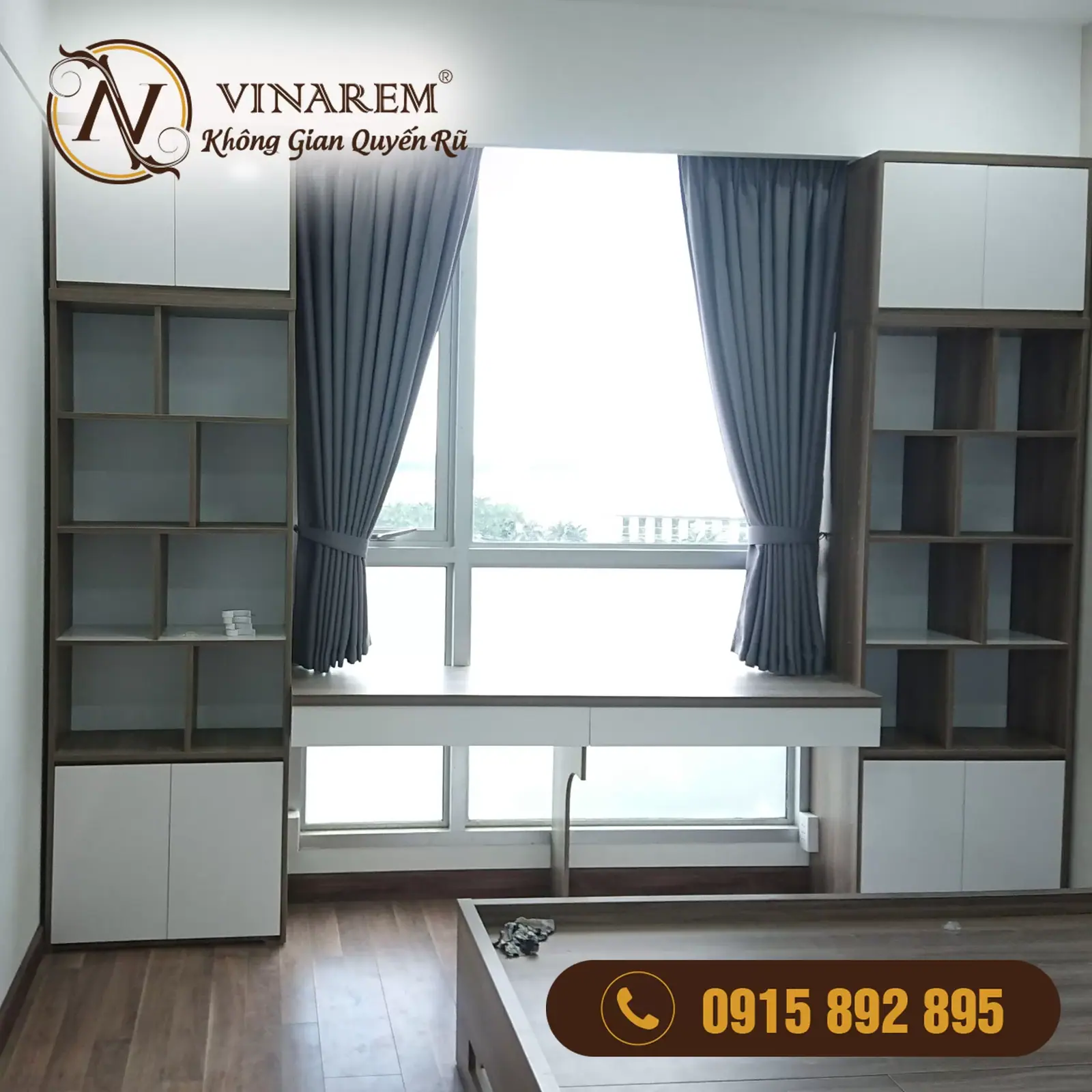 Rèm vải 2 lớp dành cho không gian phòng ngủ căn hộ CCN51