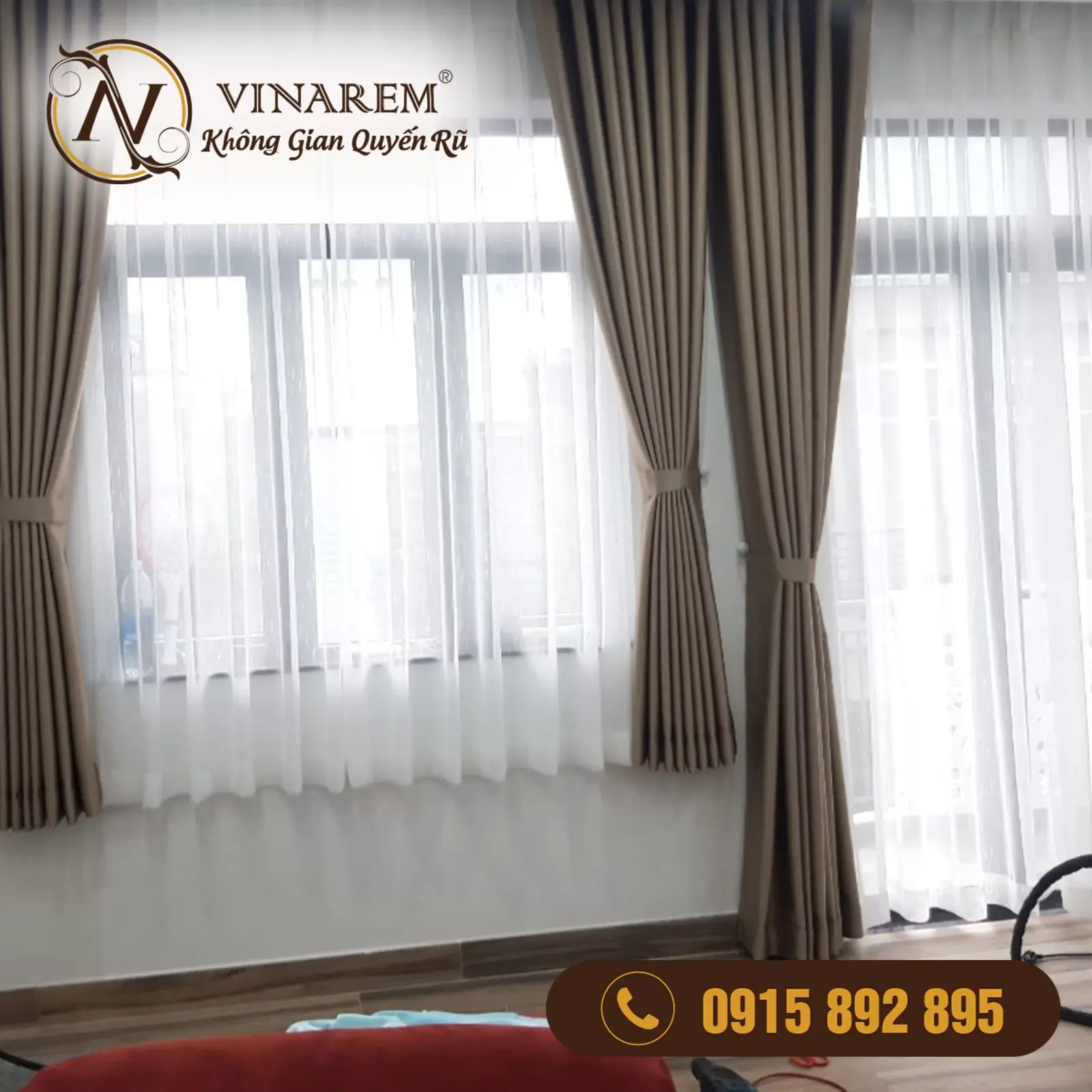 Rèm vải 2 lớp dành cho phòng ngủ căn hộ CCN50
