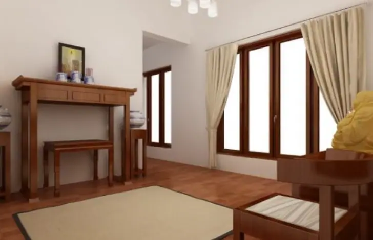 Rèm cửa sổ bằng vài đẹp hiện đại cho phòng thờ