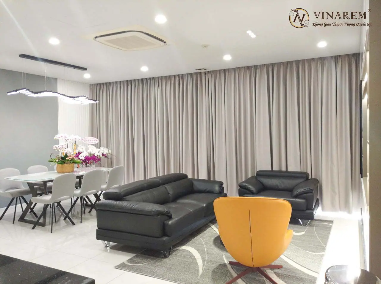 rèm cửa 2 lớp trang trí phòng khách