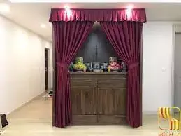 rèm che phòng thờ bằng vải