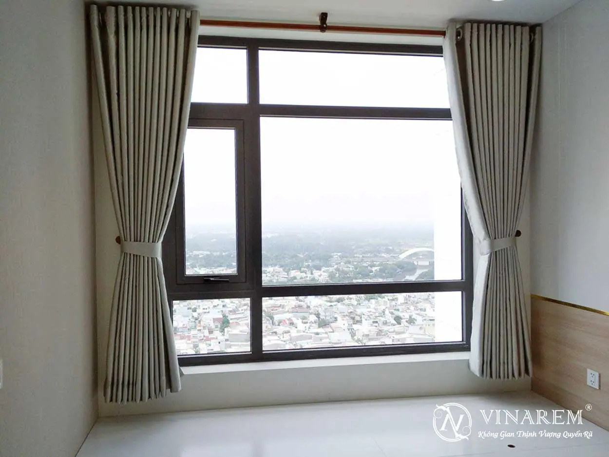 Rèm cửa một lớp vải gấm cho phòng ngủ căn hộ
