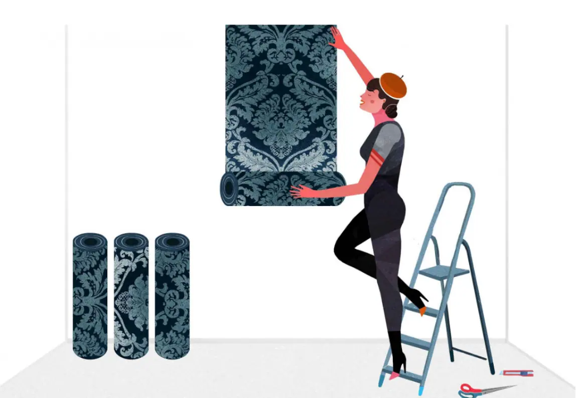 Đo và cắt giấy dán tường