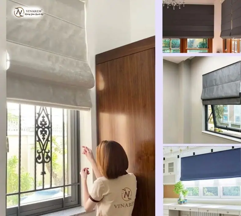 Rèm roman xếp lớp tạo nên không gian sống hiện đại